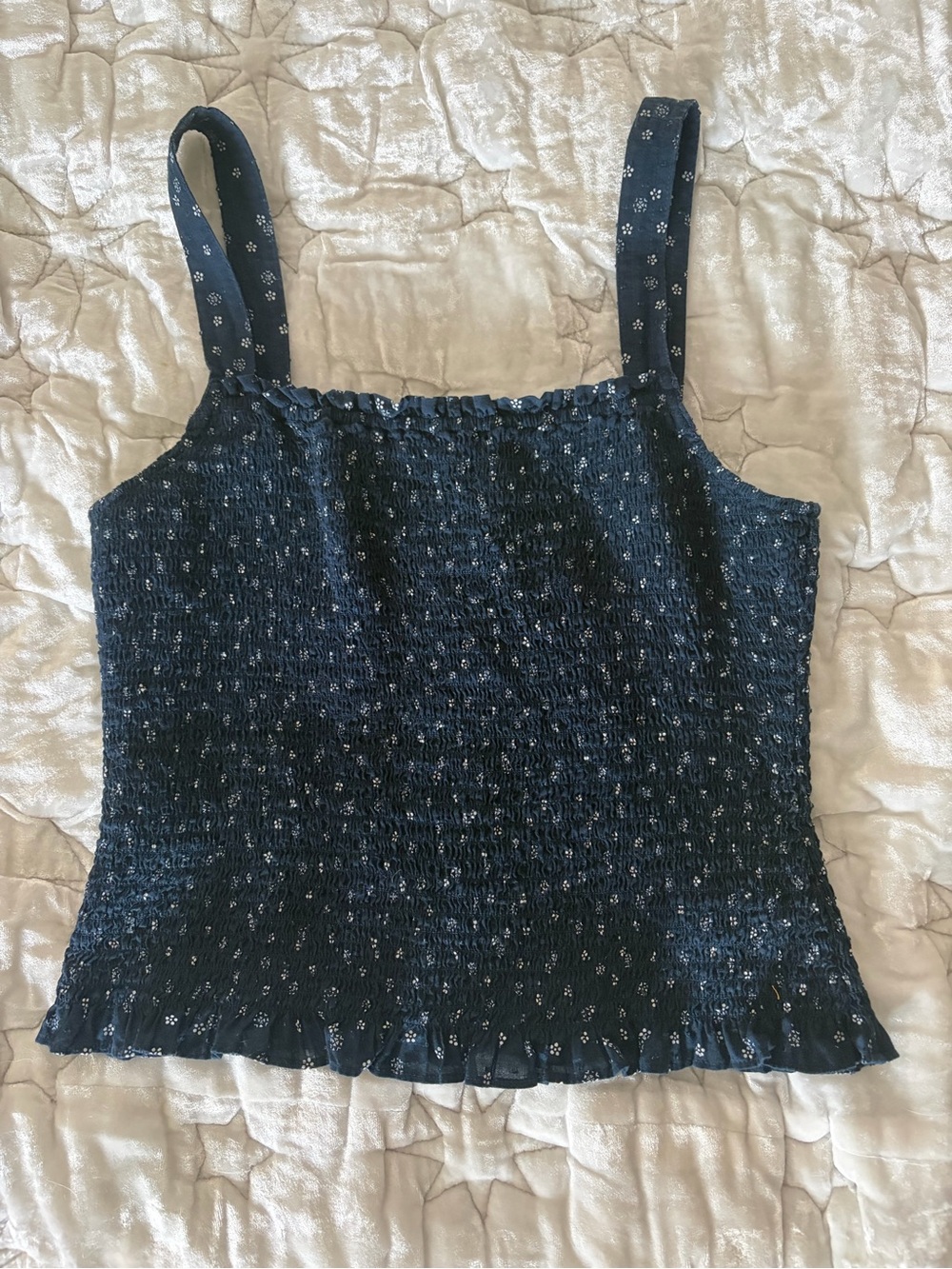 Smocked Navy Floral-Print Tank Top by Madewell